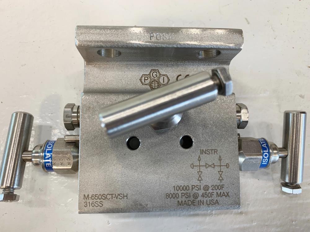 PGI 3-Way 1/2" NPT 316SS Manifold Valve M-650SCT-VSH